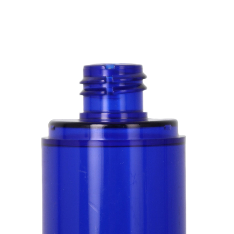 Garrafa plástica de loção de massagem azul para viagem